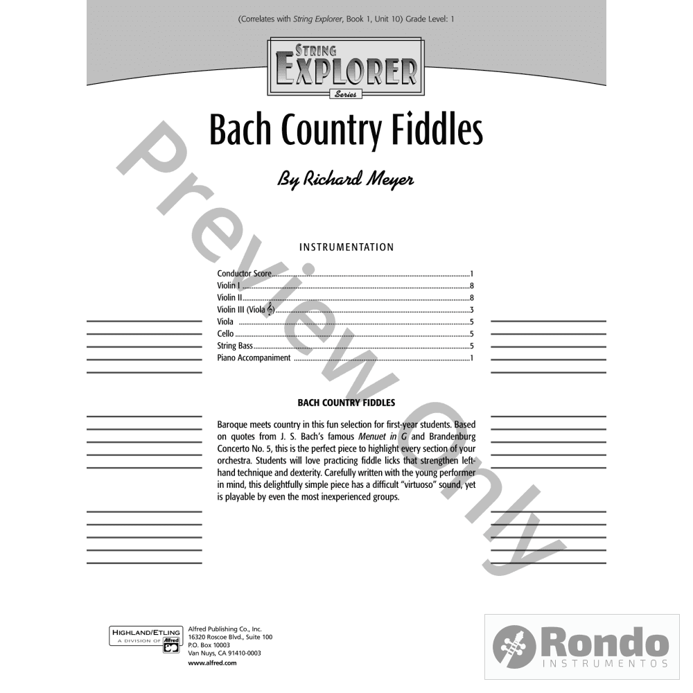 Bach Country Fiddles Partitura Orquesta